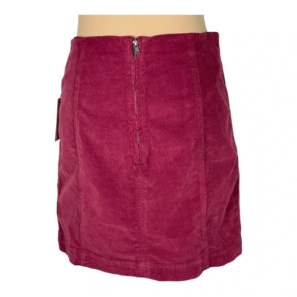 Free People Modern Femme Corduroy Mini Skirt New sz 10 Mulberry Color - Picture 5 of 11